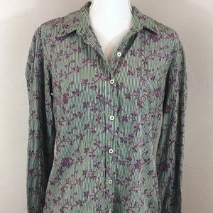 Anthropologie Odille Green Plaid Purple Shirt 12